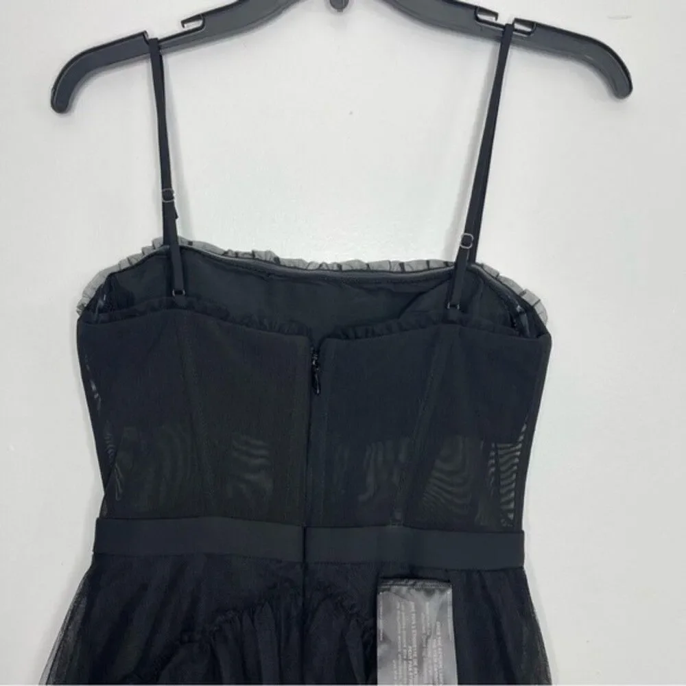 BCBGMAXAZRIA Size 12 Corset Tulle Tiered Oly Gown in Black (Blogger favorite) - Picture 8 of 10